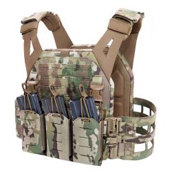 Warrior Laser Cut LPC V2 Low Profile Plate Carrier with Ladder Sides and 5.56 Triple Bungee Magazine Pouch