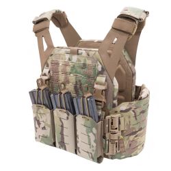 Warrior Laser Cut LPC V1 Low Profile Plate Carrier with Solid Sides and 5.56 Triple Bungee Magazine Pouch